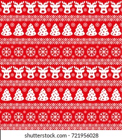 Christmas seamless pattern, card - Scandinavian sweater style. 