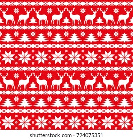 Christmas seamless pattern, card - Scandinavian sweater style. 