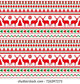 Christmas seamless pattern, card - Scandinavian sweater style. 
