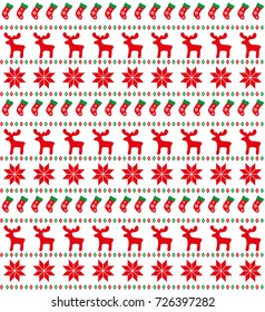 Christmas seamless pattern, card - Scandinavian sweater style. 