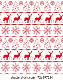 Christmas seamless pattern, card - Scandinavian sweater style. 