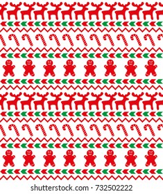 Christmas seamless pattern, card - Scandinavian sweater style. 