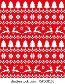 Christmas seamless pattern, card - Scandinavian sweater style. 