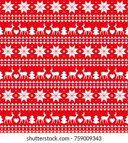 Christmas seamless pattern, card - Scandinavian sweater style. 