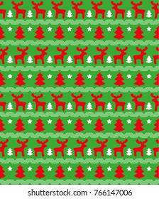 Christmas seamless pattern, card - Scandinavian sweater style. 