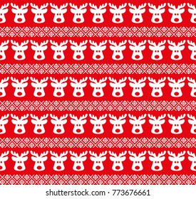 Christmas seamless pattern, card - Scandinavian sweater style. 