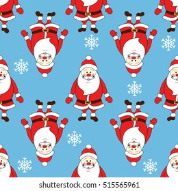 Christmas seamless pattern with cartoon Santa. Vector