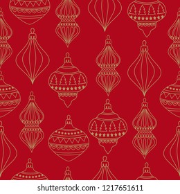 Christmas seamless pattern with Christms bulbs. Christmas background. Christmas wrapping paper. Vector