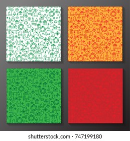 Christmas seamless pattern collection with hand drawn pattern on different colors background 