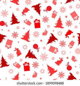 Christmas seamless pattern with colorful design. Vector illustration