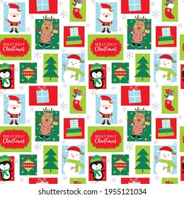 christmas seamless pattern with colorful christmas icon design