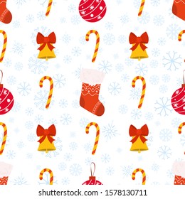 Christmas seamless pattern with colorful socks. Vector illustration