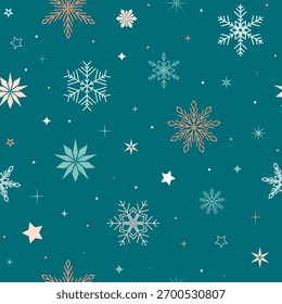 christmas seamless pattern with colorful various snowflakes