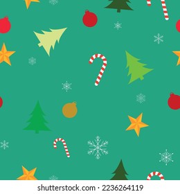 Patrón navideño transparente para la cubierta en color verde azul ilustración vectorial EPS10