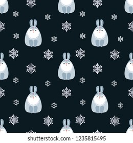 Christmas seamless pattern with cute animals. Childhood vector background in ethnic style.