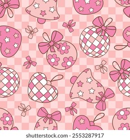 Christmas seamless pattern with  cute Christmas balls