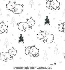 Patrón de Navidad sin costuras con osos lindos. Ilustración de vectores para el papel de embalaje y la reserva de recortes