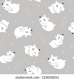 Christmas seamless pattern with cute bears. Vector illustration for wrapping paper and scrapbooking