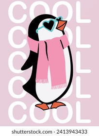 Christmas seamless pattern with cute cartoon penguin. Can be used for fabric, wrapping paper, scrapbooking, textile, poster, banner and other christmas design. Flat style.