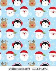 christmas seamless pattern with cute christmas character design