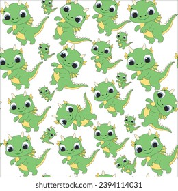 Christmas seamless pattern cute dragon