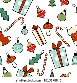 Christmas seamless pattern with cute elements