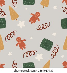Christmas Seamless Pattern. Cute Seamless Pattern For Fabric Design.