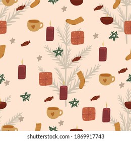 Weihnachten Nahtloses Muster. Nahtloses Muster für das Stoffdesign.