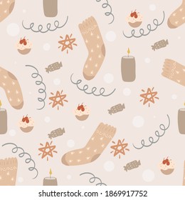 Christmas Seamless Pattern. Cute Seamless Pattern For Fabric Design.