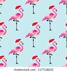 Christmas seamless pattern with cute flamingos in hats
Christmas seamless pattern with cute flamingos in hats