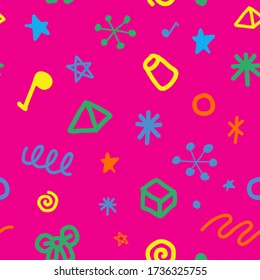 Christmas seamless pattern with cute funny characters and words.