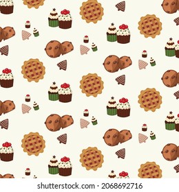 Christmas seamless pattern with cute gingerbread background vector include swatch