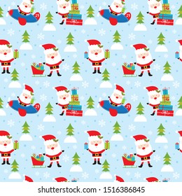 christmas seamless pattern with cute santa design