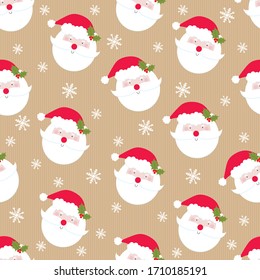 Christmas Seamless Pattern With Cute Santa Head Design