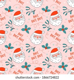 Patrón de Navidad sin fisuras con una linda santa al estilo de doodle.
