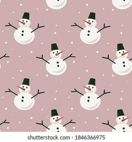 
Christmas seamless pattern. Cute Snowman, snowflakes. Merry Christmas and Happy New Year. Stylish pattern for packaging, fabrics and backgrounds.