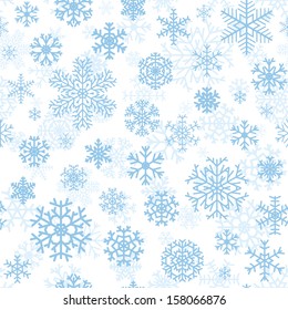 Christmas seamless pattern from cyan snowflakes on white background