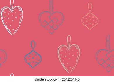 Christmas seamless pattern with decoration. Can be used as wrapping paper, fabric pattern, wallpaper, pattern for phone cases, bags.