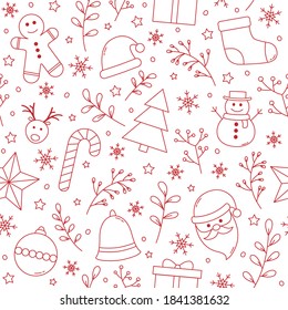 Patrón de Navidad sin fisuras con decoraciones. Concepto de fondo de Navidad. Vector