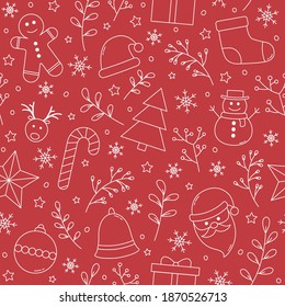 Weihnachten nahtloses Muster mit Dekoration. Konzept von Weihnachtshintergrund. Vektorgrafik