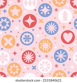 Navidades sin patrón con decoraciones en estilo moderno. Ilustración vectorial