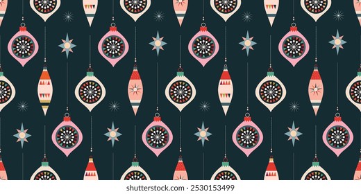 Navidades sin patrón con bolas decorativas de Navidad, diseño minimalista moderno, Vector, Fondo de pantalla de temporada
