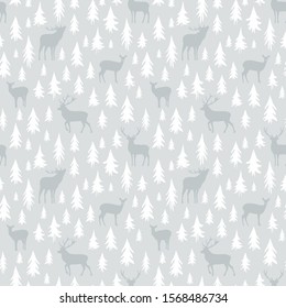 Christmas seamless pattern with deer. Background for design and decoration textile, covers, package, wrapping paper.