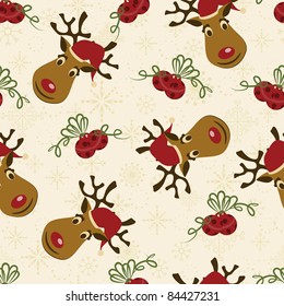 Christmas seamless pattern with Deer and bells