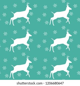 Christmas seamless pattern with deer and snowflakes, vector background.Design template for wallpaper,fabric,wrapping,textile