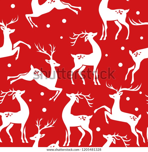 Christmas Seamless Pattern Deer Snowflakes Stock Vector (Royalty Free ...