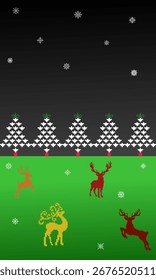 Natal padrão sem costura com veados e árvores em um design tribal nórdico, perfeito para decorações festivas, projetos vintage, e têxteis temáticos de férias, Tradicional étnica, geométrica, étnica, cultura