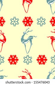  Christmas seamless pattern with deer. Vector illustration