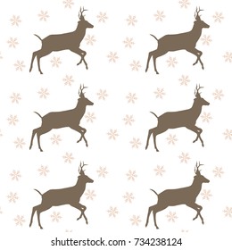 Christmas seamless pattern with deer vector background
