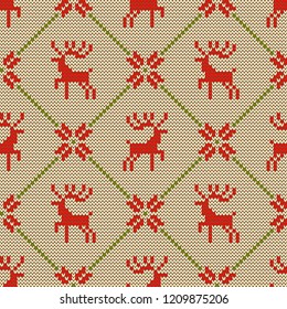 Christmas seamless pattern with deers